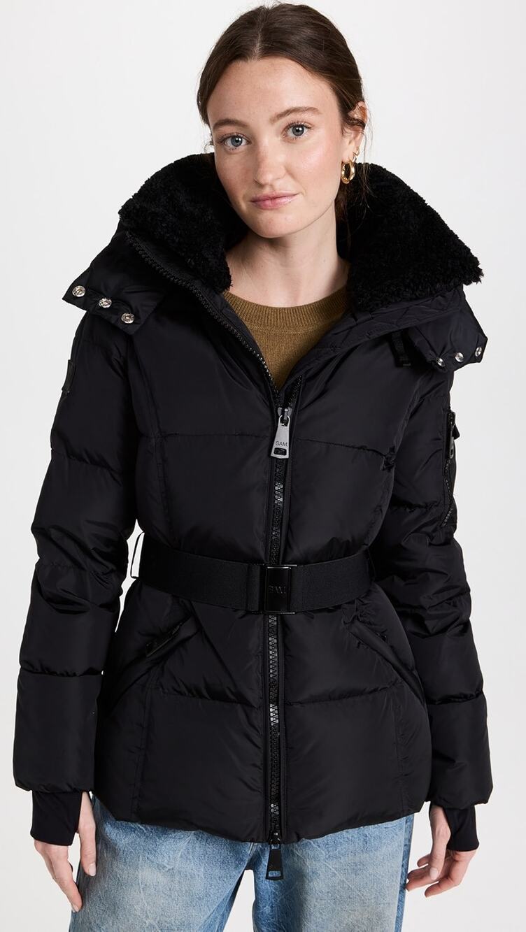 Sam Black Liv Puffer Belted Jacket size L large